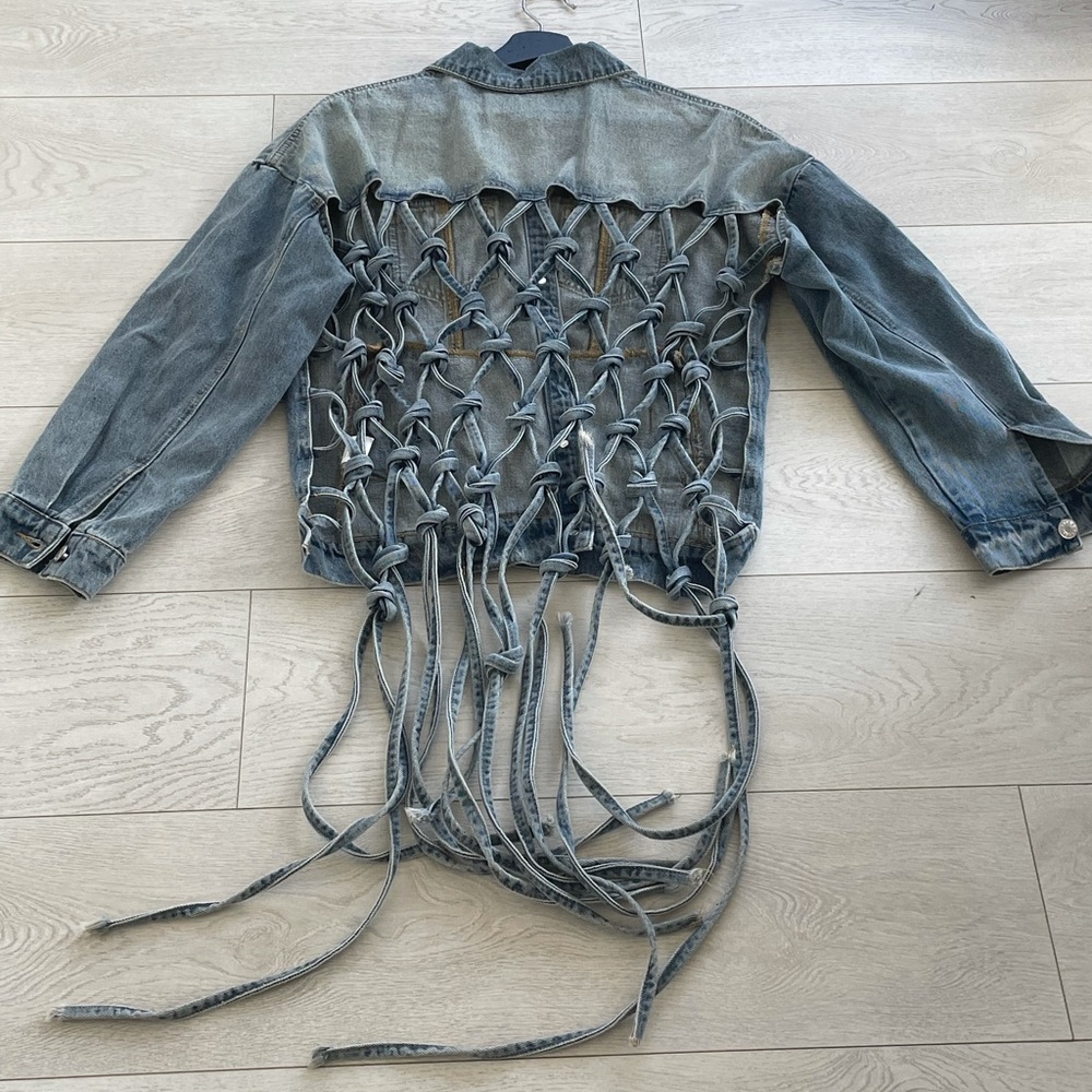 Stylish Blue Jean Jacket with Unique Back Design